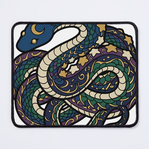 Item preview, Celestial Yule Snake - Gothic Winter Moon Star Snake Art designed and sold by IllumeInk.