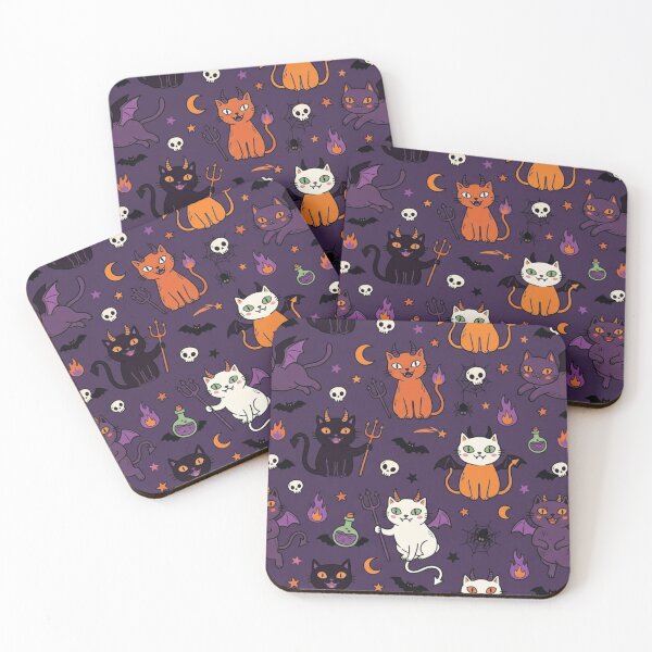 Item preview, Cute Halloween Devil Cat Seamless Pattern designed and sold by lungpleecha.