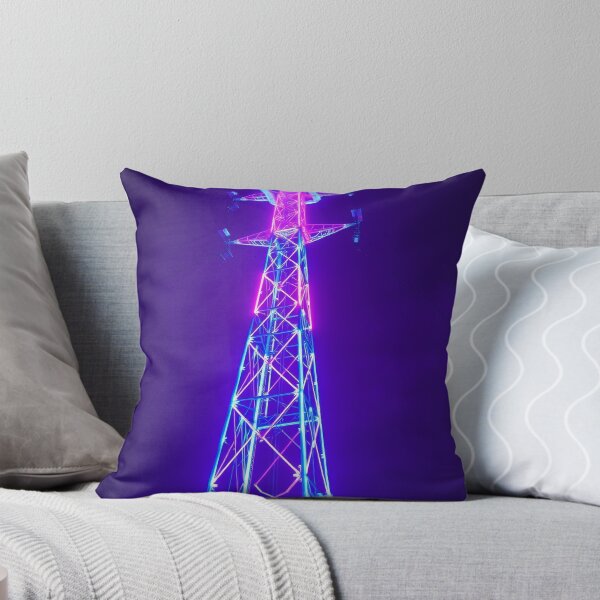 Item preview, Neon Transmission Tower at Night - Synthwave Cyberpunk AI Art designed and sold by Pylon-Bureau.