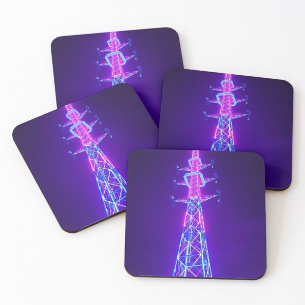 Item preview, Neon Transmission Tower at Night - Synthwave Cyberpunk AI Art designed and sold by Pylon-Bureau.