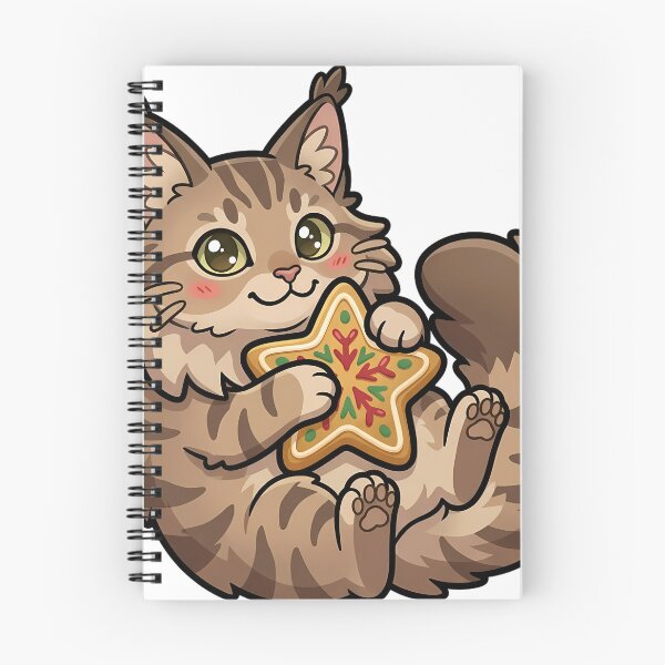 Item preview, Cute Christmas Maine Coon Cat Rolled on Its Side Holding a Star Cookie designed and sold by pumsquare.