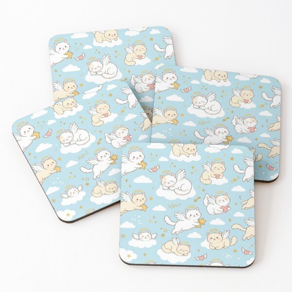 Item preview, Cute Angel Cat Pastel Seamless Pattern designed and sold by lungpleecha.