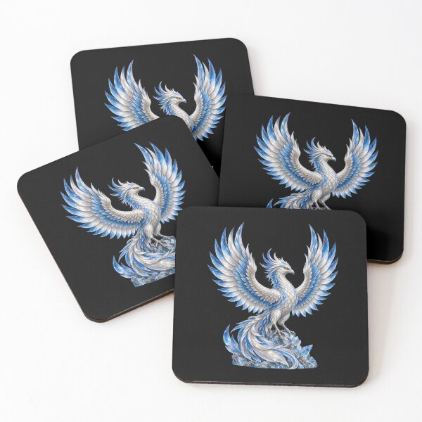 Item preview, Silver Blue Phoenix Rising over Frosted Stone designed and sold by TeeAbility.