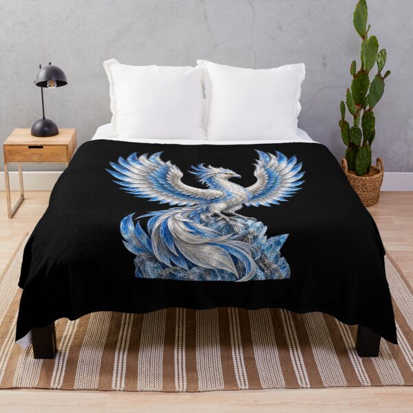 Item preview, Silver Blue Phoenix Rising over Frosted Stone designed and sold by TeeAbility.