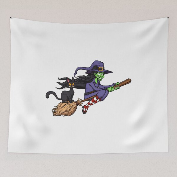 Item preview, Flying Witch and Cat Halloween Art designed and sold by OlyvieArt.