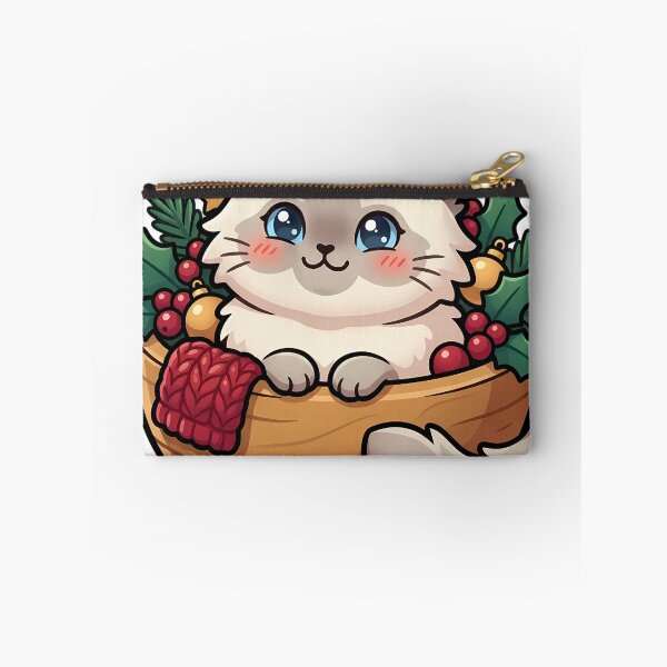 Item preview, Cute Christmas Ragdoll Kitten Sitting in a Round Wooden Bowl designed and sold by pumsquare.
