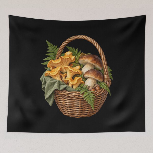 Item preview, Woodland Mushroom Basket with Ferns and Acorns designed and sold by TeeAbility.