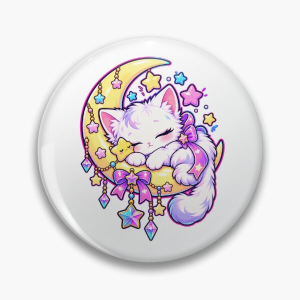 Item preview, Moonlight Meow – Kawaii Sleeping Cat on Crescent Moon designed and sold by Paper-Pickle.