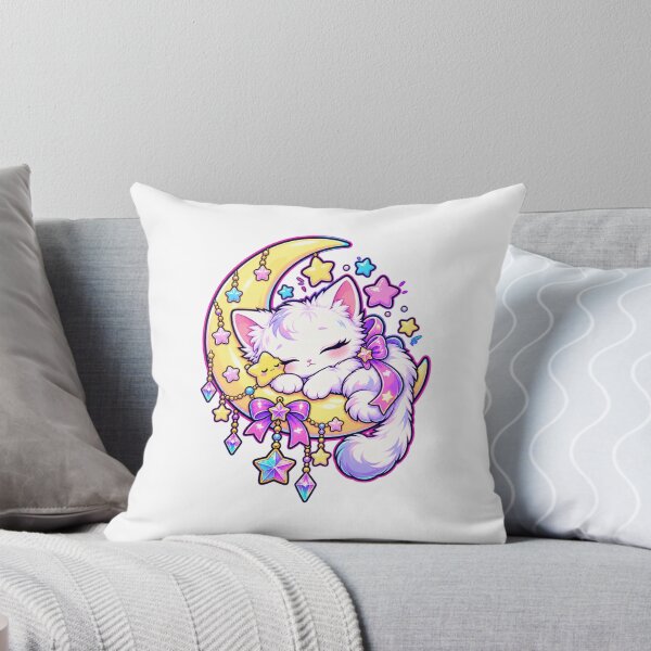 Item preview, Moonlight Meow – Kawaii Sleeping Cat on Crescent Moon designed and sold by Paper-Pickle.