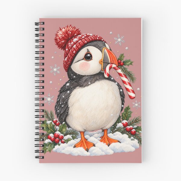 Item preview, Cute Christmas Puffin with Candy Cane – Festive Watercolor Bird Illustration designed and sold by KateVil.