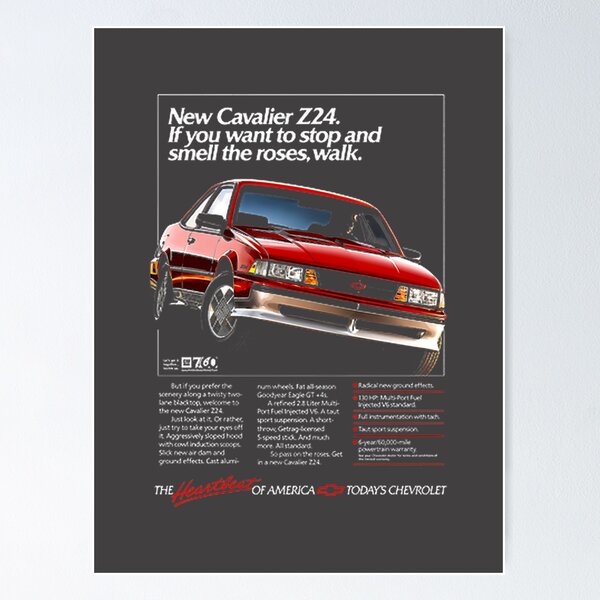 Item preview, Vintage Chevrolet Cavalier Z Sport Coupe Classic Car Poster Art designed and sold by warDi-Z.
