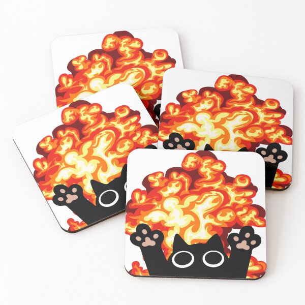 Item preview, Cute Black Cat Burning Explosion Flames Illustration designed and sold by Deanmindvortex.