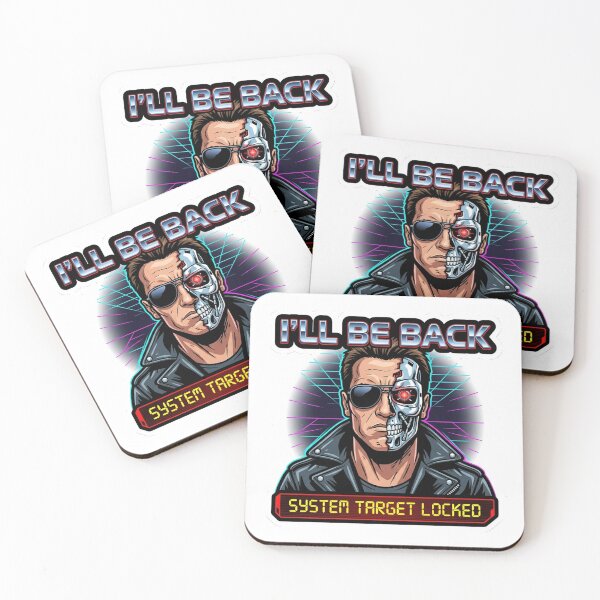Item preview, Ill Be Back - 80s Action Cyborg Retrowave Badge designed and sold by MonodyStore.