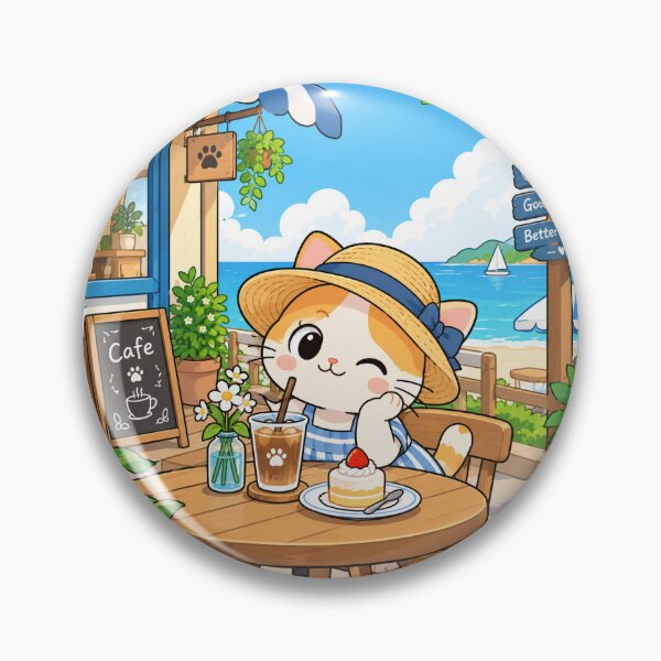 Item preview, Sunny Paws at the Seaside Café, Cute Seaside Cats designed and sold by BlareBlare.