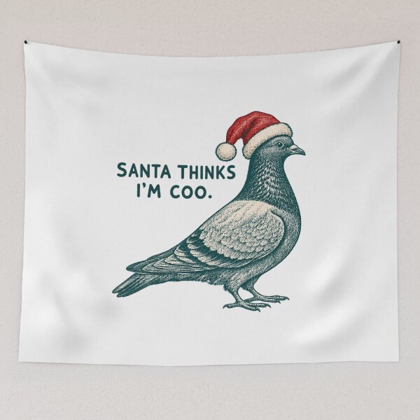 Item preview, Christmas Pigeon Wearing a Red Santa Hat designed and sold by HarinDonreka.