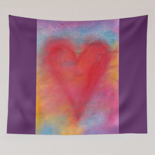 Item preview, Red heart on rainbow colors watercolor painting designed and sold by KarenKaspar.