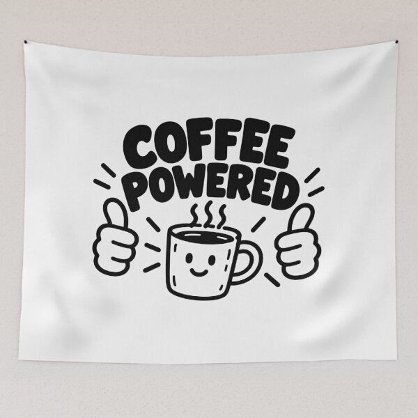 Item preview, Coffee Powered Thumbs Up Cute Coffee Doodle designed and sold by MonkiFlipp.