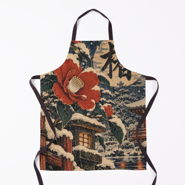 Item preview, Japanese Camellia - Snowy Blossoms Beside Stone Lantern designed and sold by bapupa.