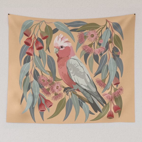 Item preview, Rose Galah in Silver Princess Eucalyptus Modern Australiana Folk Art designed and sold by Wennebabs.