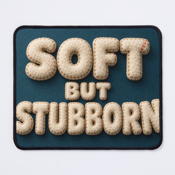 Item preview, Soft But Stubborn – Cozy Plush Typography with a Playful Attitude designed and sold by Kaleidoscope Print.