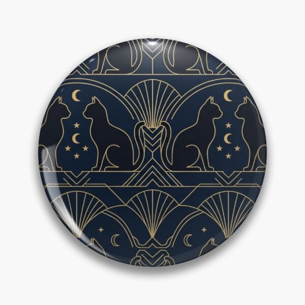 Item preview, Art Deco Egyptian Cats Navy Gold Pattern designed and sold by @SHINTOSARTSTORE.