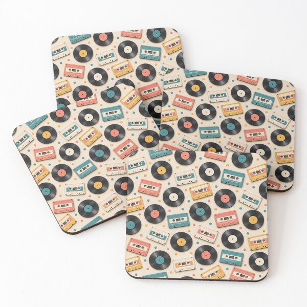 Item preview, Retro Vinyl Records and Cassette Tapes – Vintage Music Pattern designed and sold by Kaleidoscope Print.