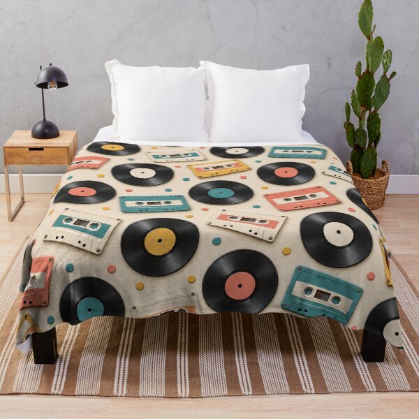 Item preview, Retro Vinyl Records and Cassette Tapes – Vintage Music Pattern designed and sold by Kaleidoscope Print.