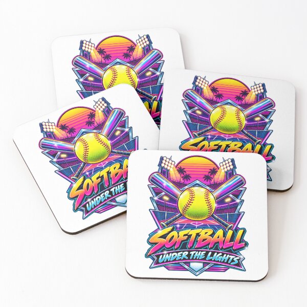 Item preview, Softball Under The Lights Retro 80s Sports Badge designed and sold by Win Hardy.