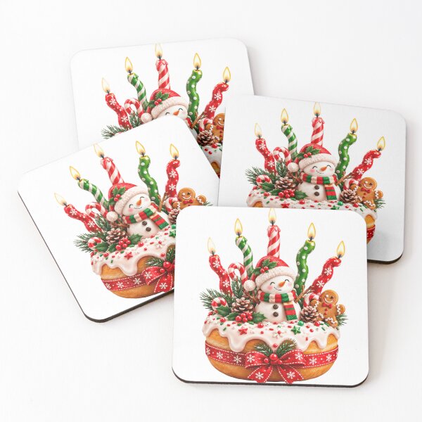 Item preview, Cute Snowman Christmas Cake, Gingerbread and Candy Cane Holiday Art designed and sold by HoMya.