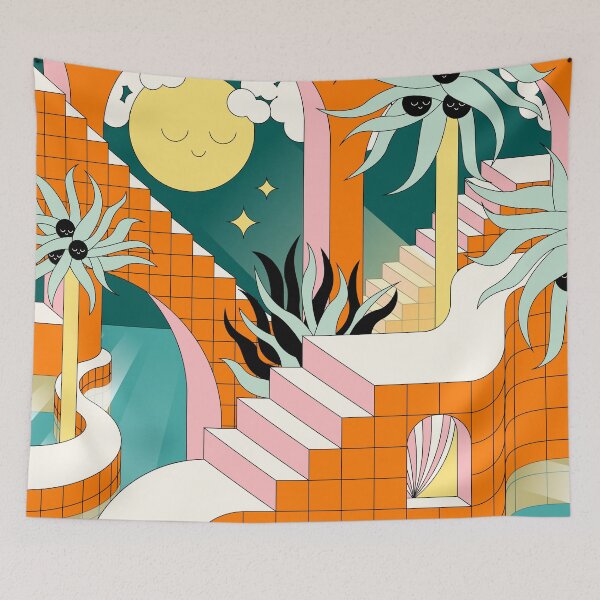 Item preview, Peace and Shell – Retro Surreal Pool Architecture Art designed and sold by Drop of Sea.