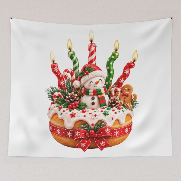 Item preview, Cute Snowman Christmas Cake, Gingerbread and Candy Cane Holiday Art designed and sold by HoMya.