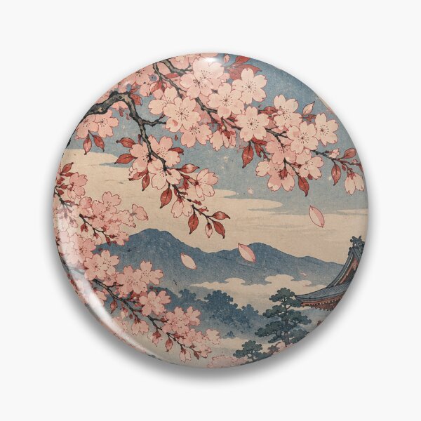 Item preview, Japanese Cherry Blossom - Red Bridge Over Sakura Stream designed and sold by bapupa.
