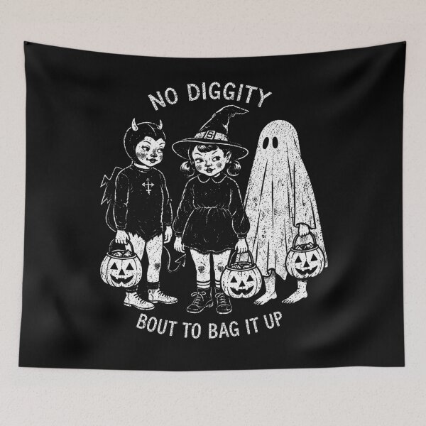 Item preview, No Diggity Vintage Halloween Retro Ghost and Witch Trick or Treat designed and sold by Regainbara.