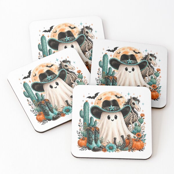 Item preview, Cute Cowboy Ghost Turquoise Boots Pumpkin Halloween designed and sold by TiaraHans.