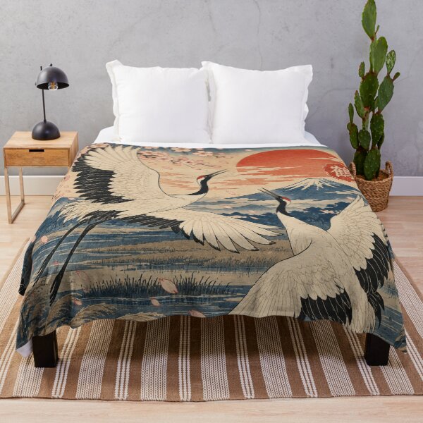 Item preview, Japanese Crane - Dancing Cranes Over Mount Fuji Sunrise designed and sold by bapupa.