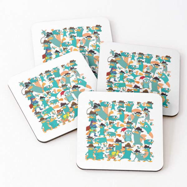 Item preview, Perry The Platypus Phineas And Ferb Collage Pattern Design - White Background designed and sold by baer-sylvies.