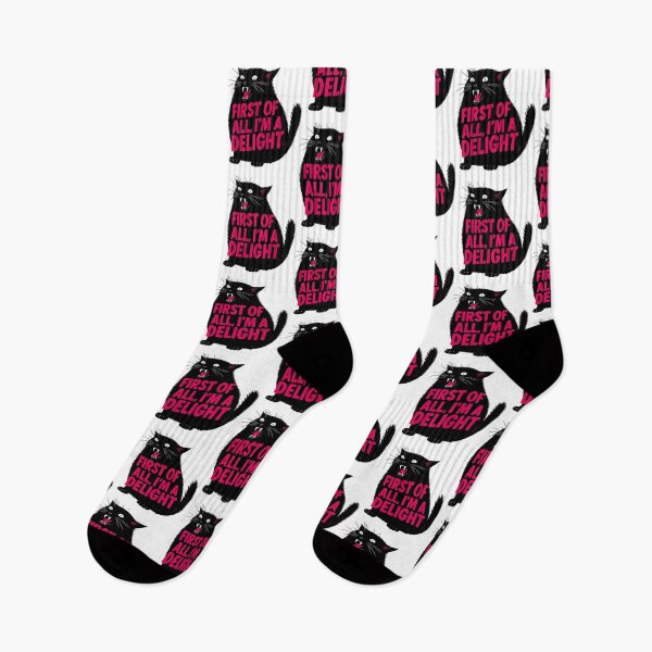 Item preview, First Of All I'M A Delight Roaring Black Cat Saying designed and sold by rosenthl-shirls.