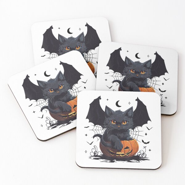 Item preview, Cute Black Cat With Bat Wings Jack O Lantern Kitty Halloween designed and sold by TiaraHans.