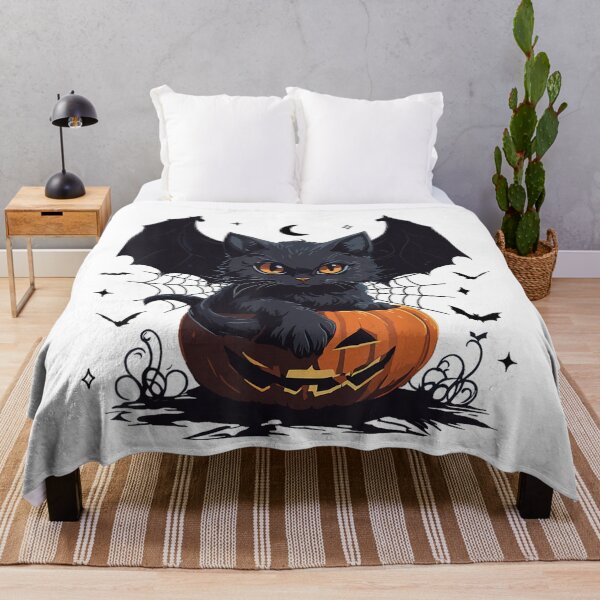 Item preview, Cute Black Cat With Bat Wings Jack O Lantern Kitty Halloween designed and sold by TiaraHans.