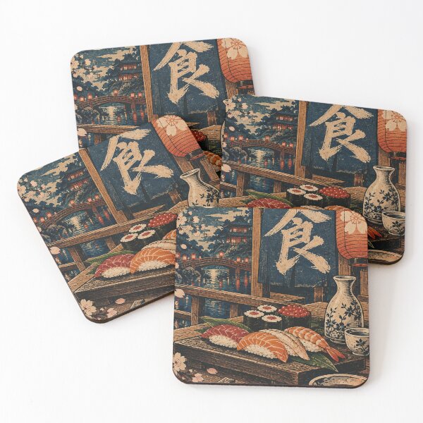 Item preview, Japanese Cuisine - Moonlit Sushi Platter with Sake Set designed and sold by bapupa.