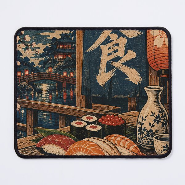 Item preview, Japanese Cuisine - Moonlit Sushi Platter with Sake Set designed and sold by bapupa.
