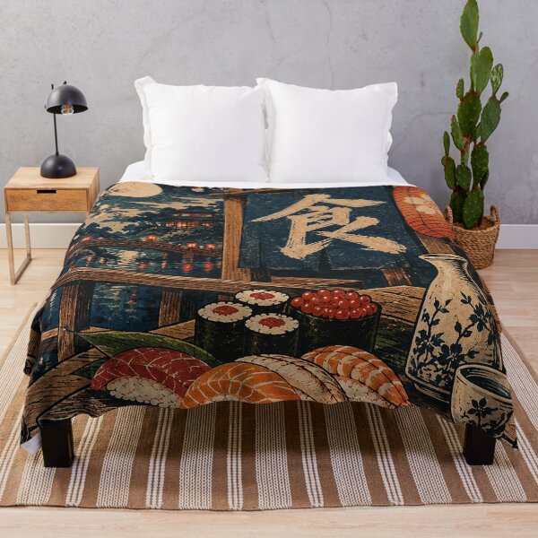 Item preview, Japanese Cuisine - Moonlit Sushi Platter with Sake Set designed and sold by bapupa.