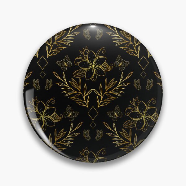 Item preview, Elegant Gold Floral Butterfly Black Background Pattern designed and sold by Deanmindvortex.