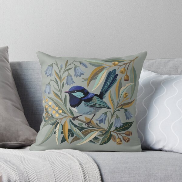 Item preview, Superb Fairywren in Native Bluebells Modern Australiana Folk Art designed and sold by Wennebabs.
