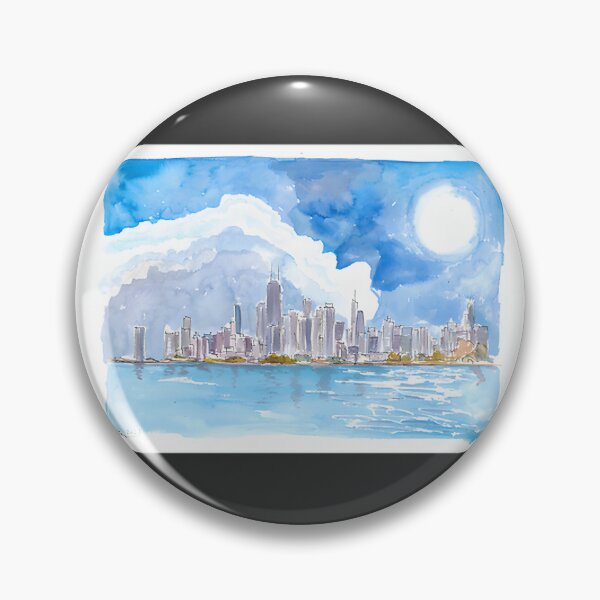 Item preview, Chicago Skyline with Lake Michigan and Water Reflections Artistic Design designed and sold by Zinebaarich.