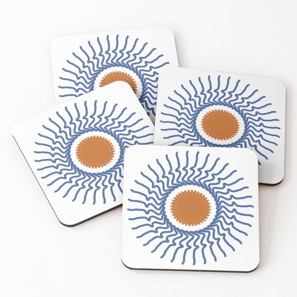 Item preview, Blue Sunburst Abstract Flower | Retro Boho Minimalist Art designed and sold by Peaceful Lotus Home Design.