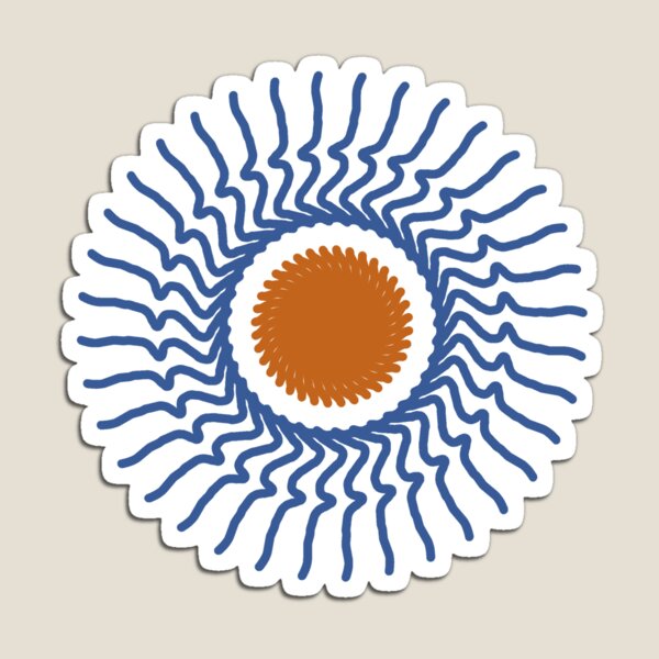 Item preview, Blue Sunburst Abstract Flower | Retro Boho Minimalist Art designed and sold by Peaceful Lotus Home Design.