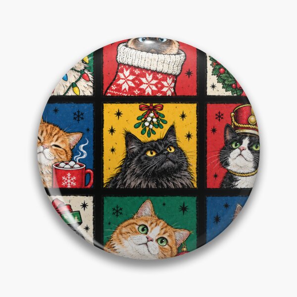 Item preview, Nine Christmas Cats in Colorful Portrait Squares designed and sold by LakenDraphil.