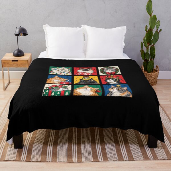 Item preview, Nine Christmas Cats in Colorful Portrait Squares designed and sold by LakenDraphil.