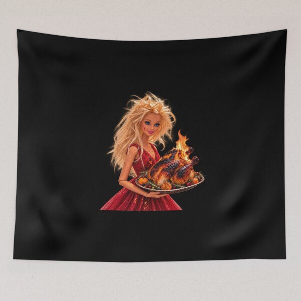Item preview, Blonde Doll Holding a Flaming Roast Turkey designed and sold by LakenDraphil.